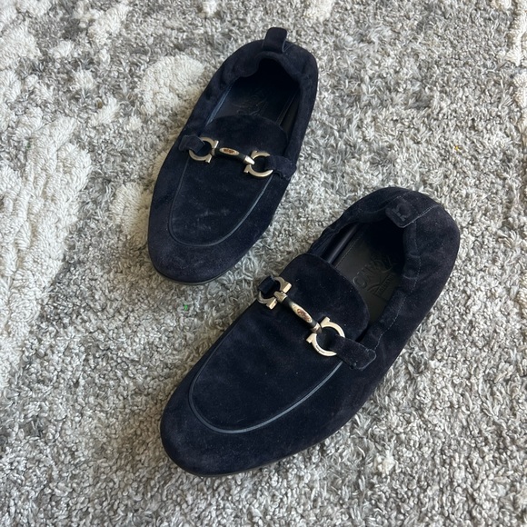 Salvatore Ferragamo blue suede loafers - Picture 1 of 12